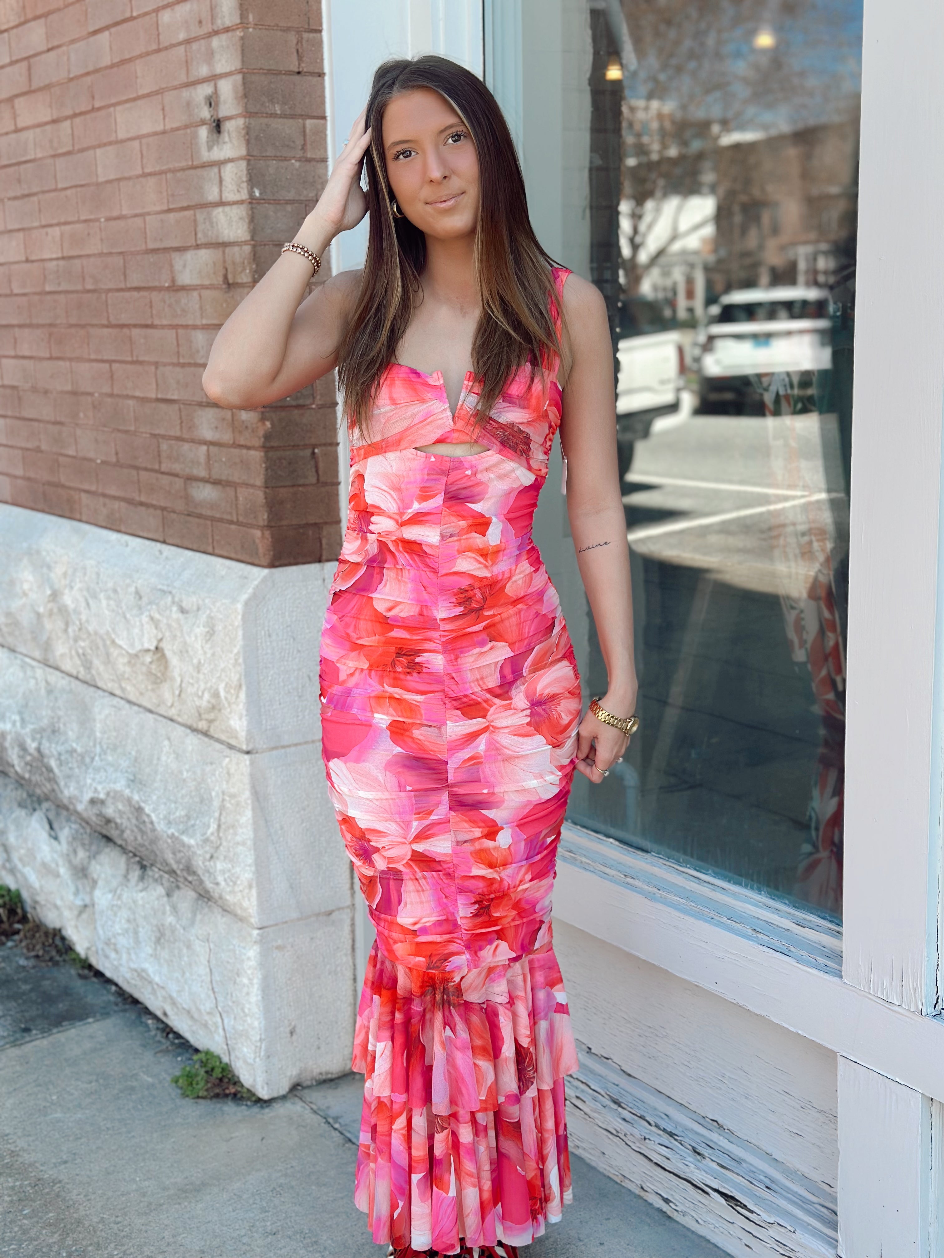 Bloom Ruffle Midi Dress