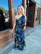 One Shoulder Floral Maxi