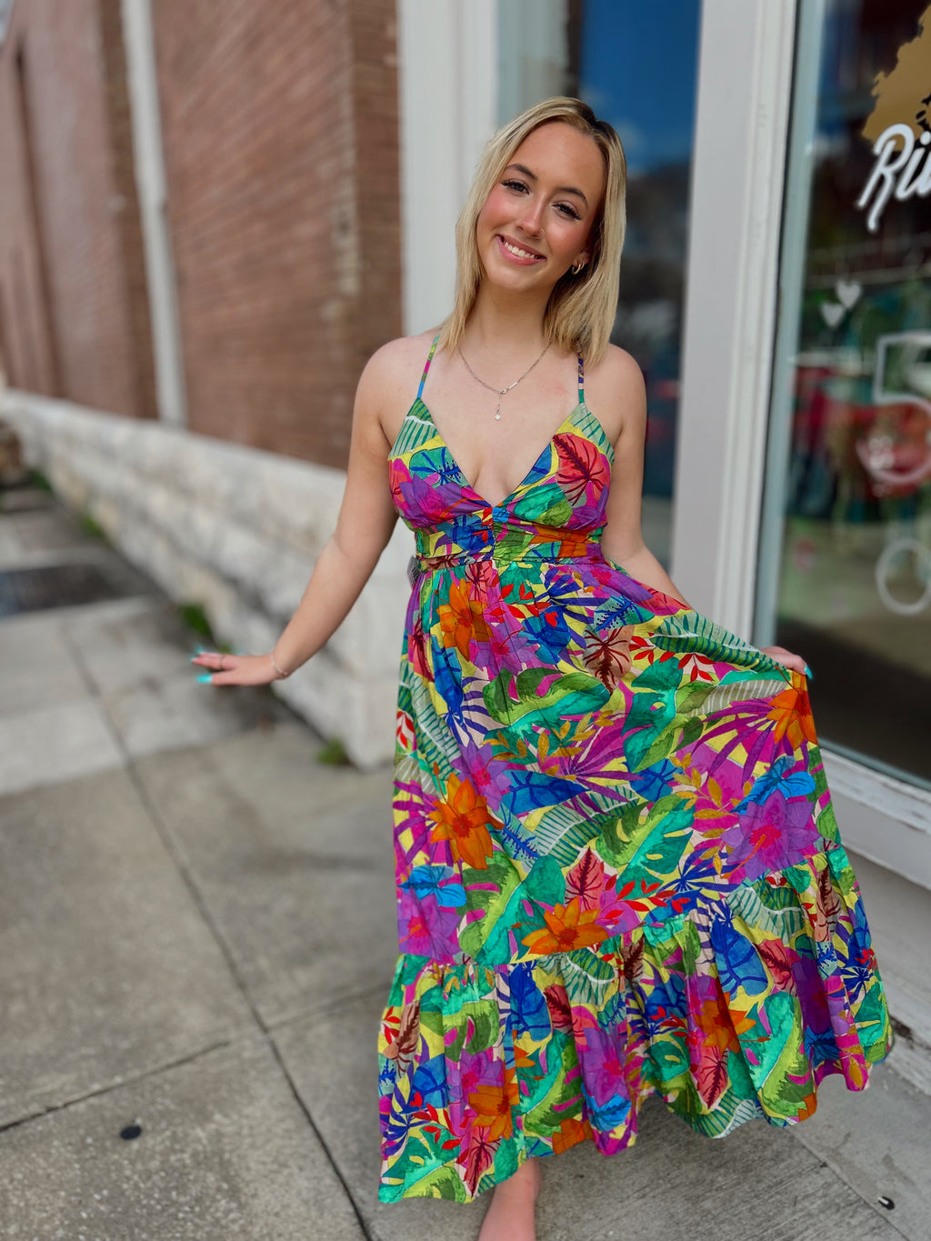 Summer Resort Botanic Maxi Dress