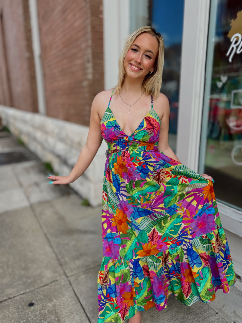 Summer Resort Botanic Maxi Dress