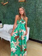 Tropical Halter Maxi Dress