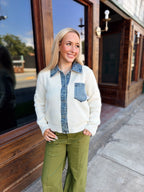 Denim Collared Sweater Cardigan