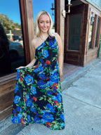 One Shoulder Floral Maxi