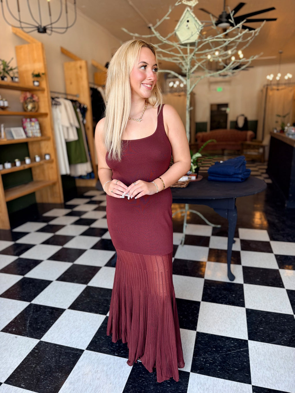 Brown Sweater Maxi Dress