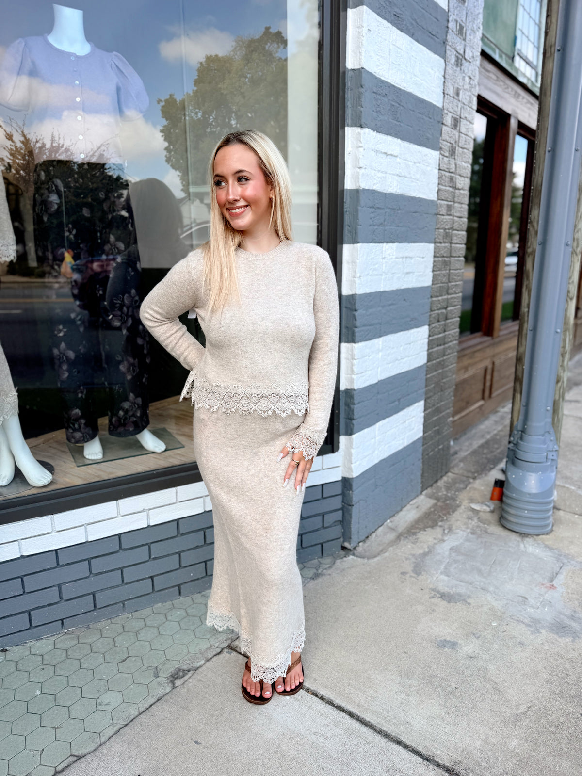 Avery Lace Sweater Set- Top