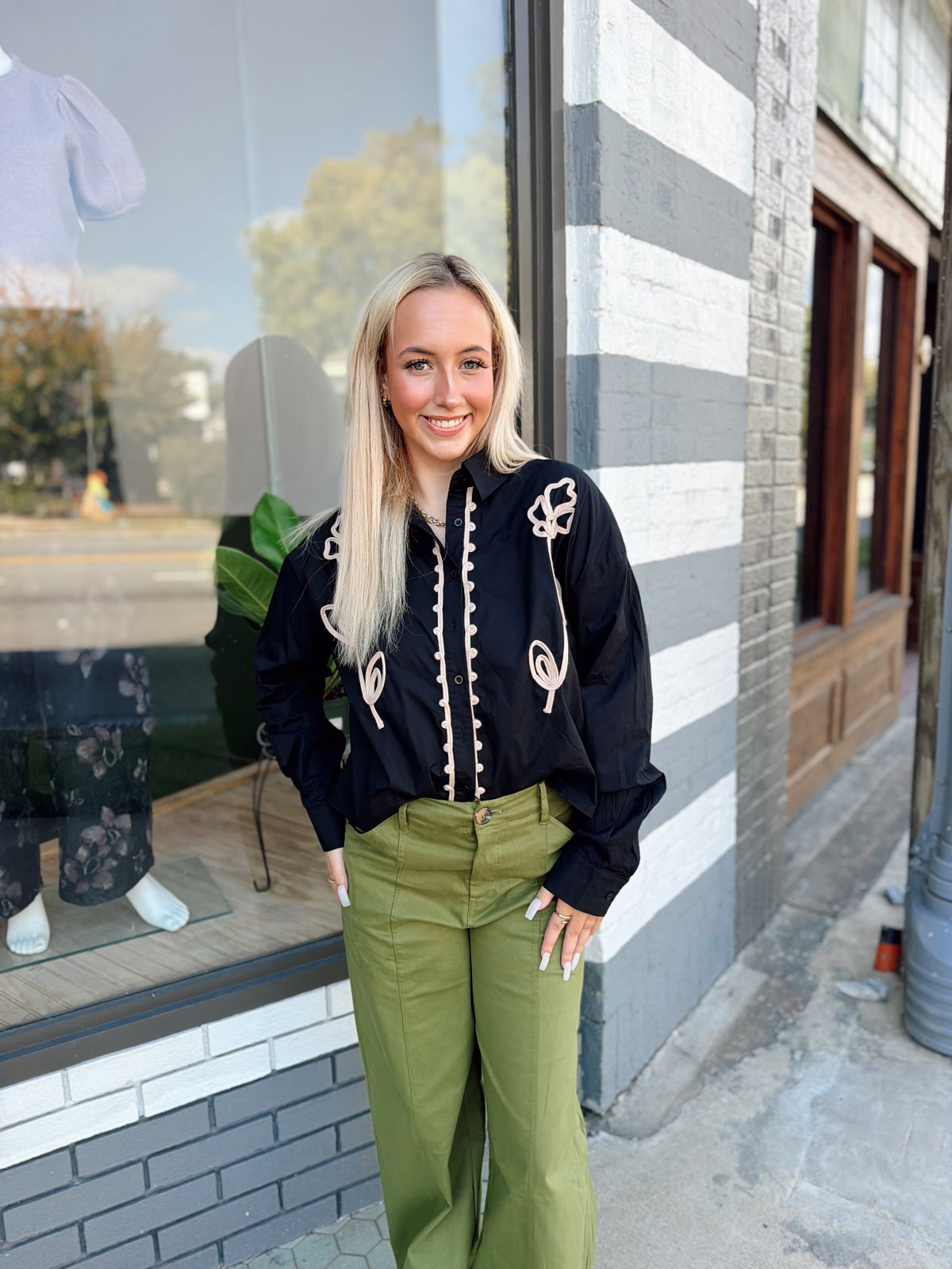 Floral Embroidered Button Up Top