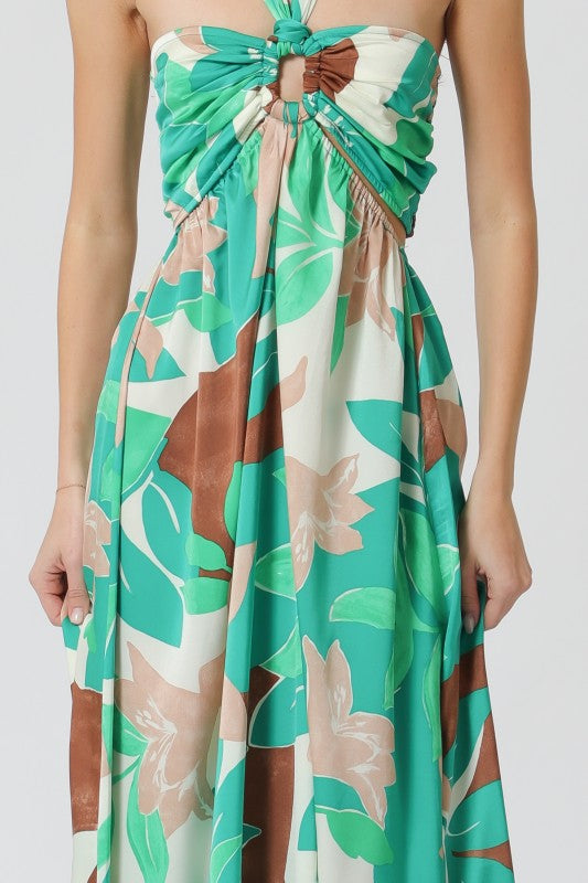 Tropical Halter Maxi Dress