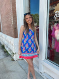 Floral Print Contrast Hem Detail Mini Dress Dress