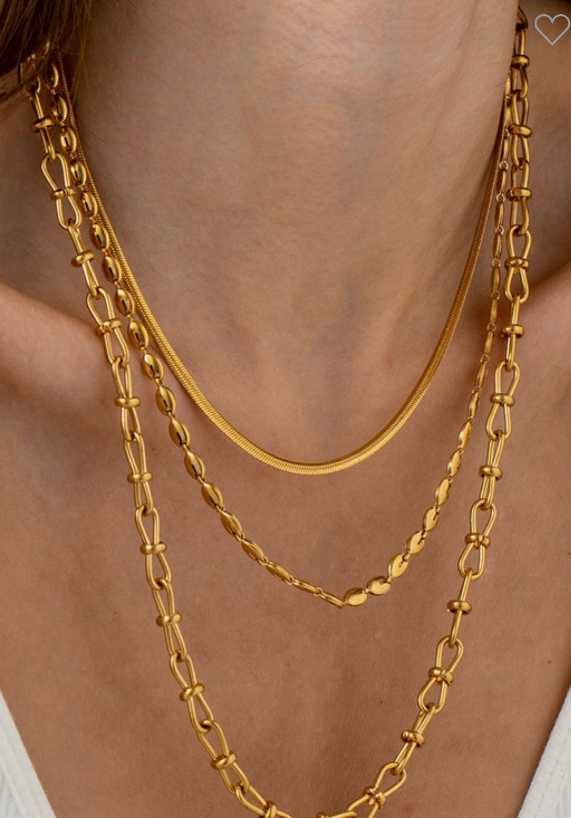 18k Gold Dipped Three Chain Necklace