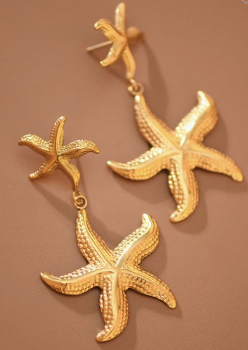 18K Gold Dipped Starfish Earrings