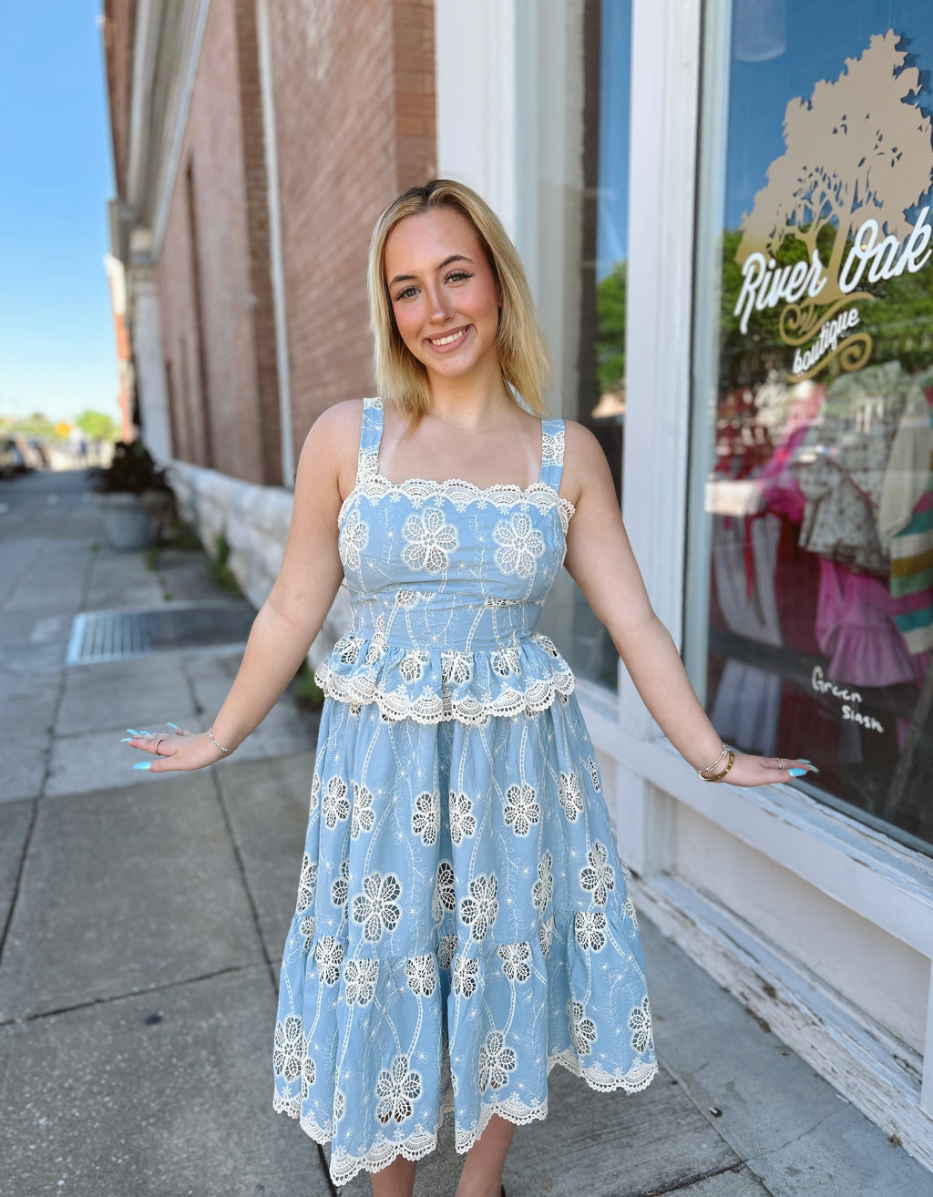 Girlie Girl Floral Lace A-Line Midi Dress