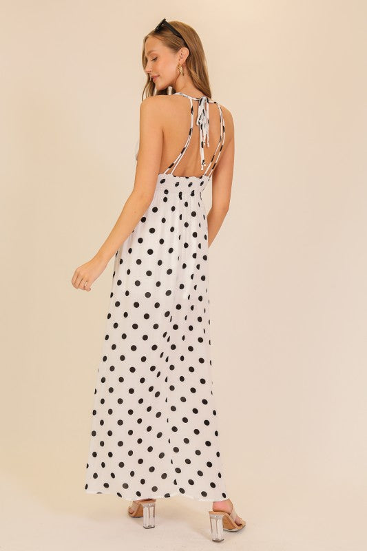 White & Black Polka Dot Halter