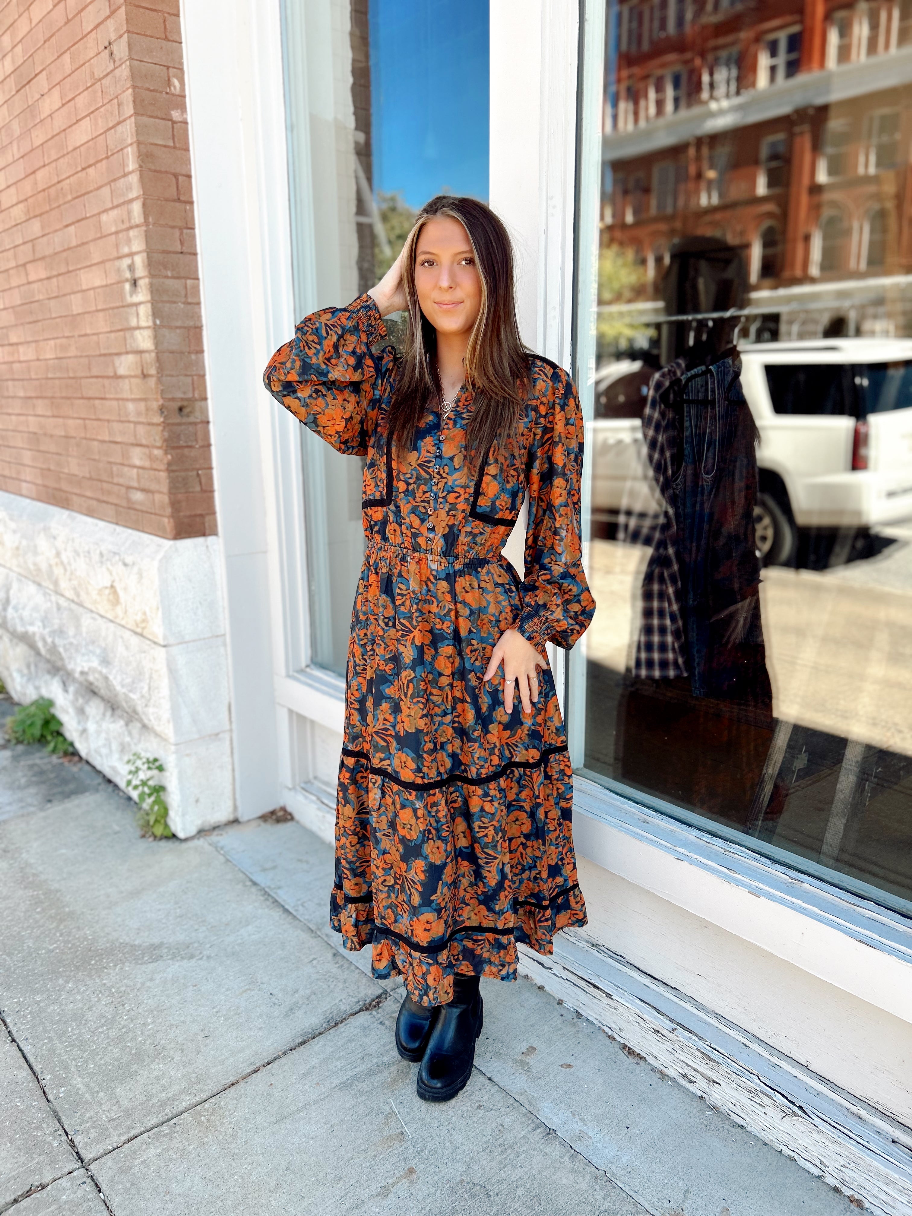 Embers Bloom Midi Dress