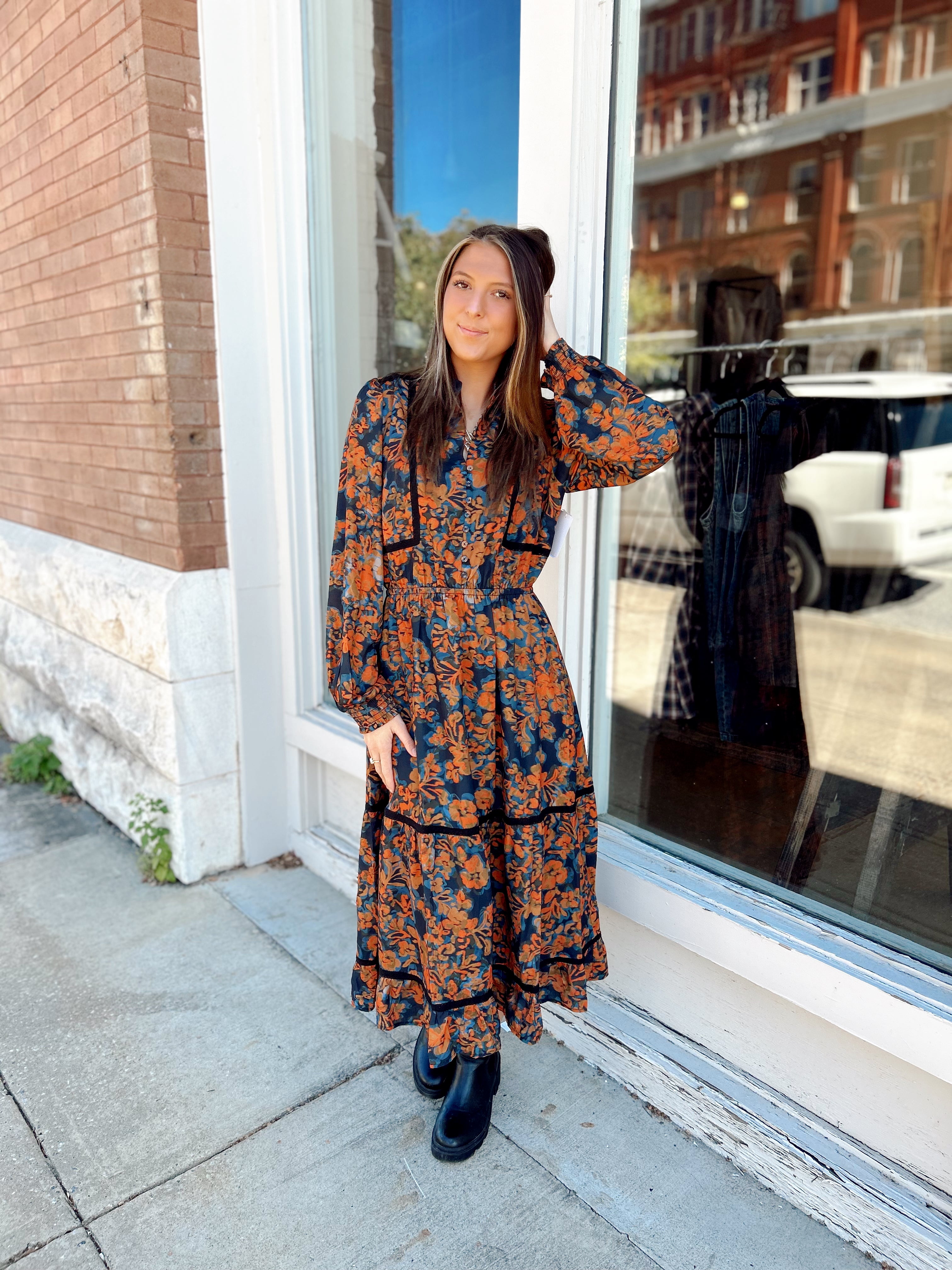 Embers Bloom Midi Dress