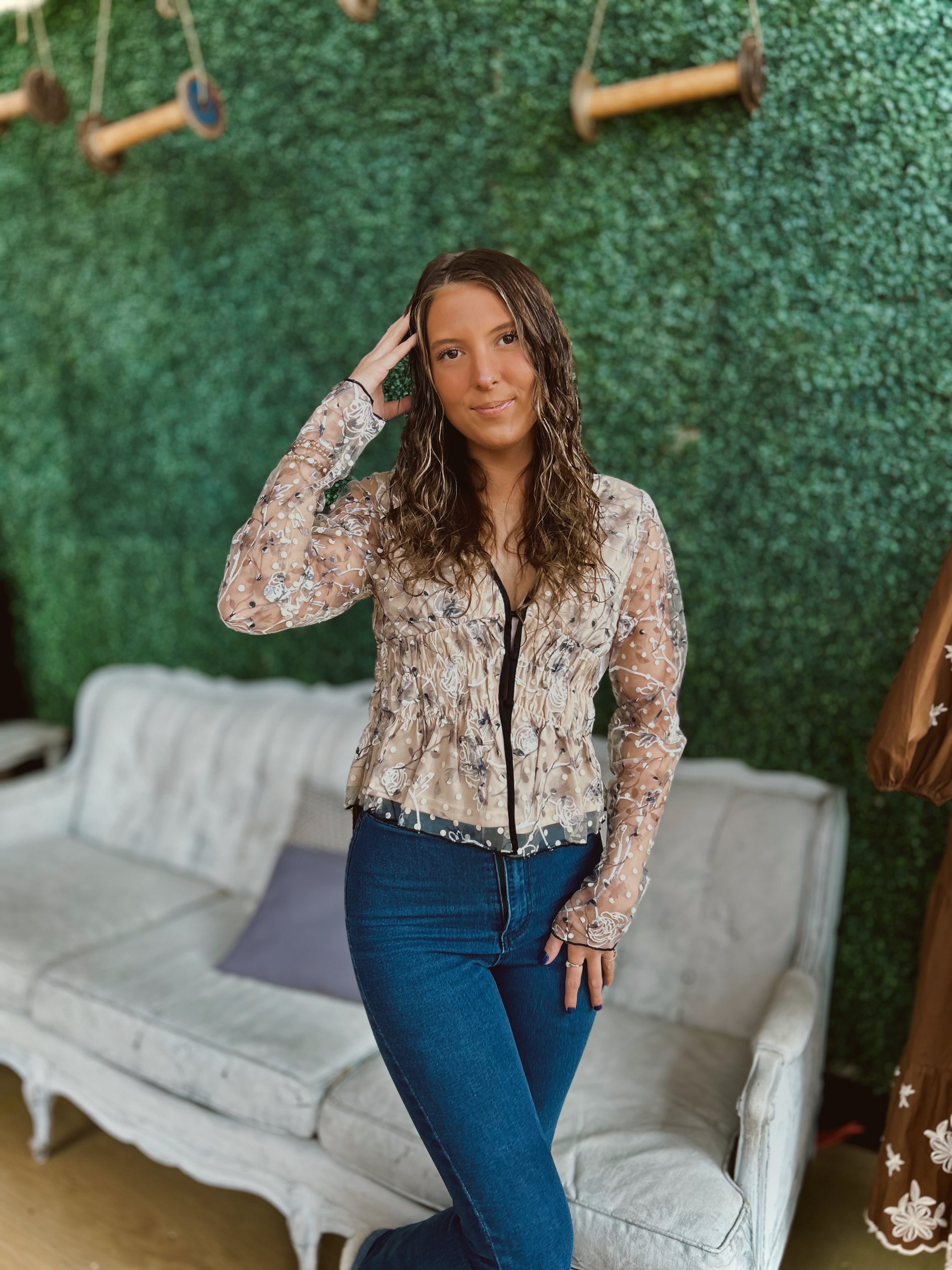 Giving My All Lace Embroidered Blouse