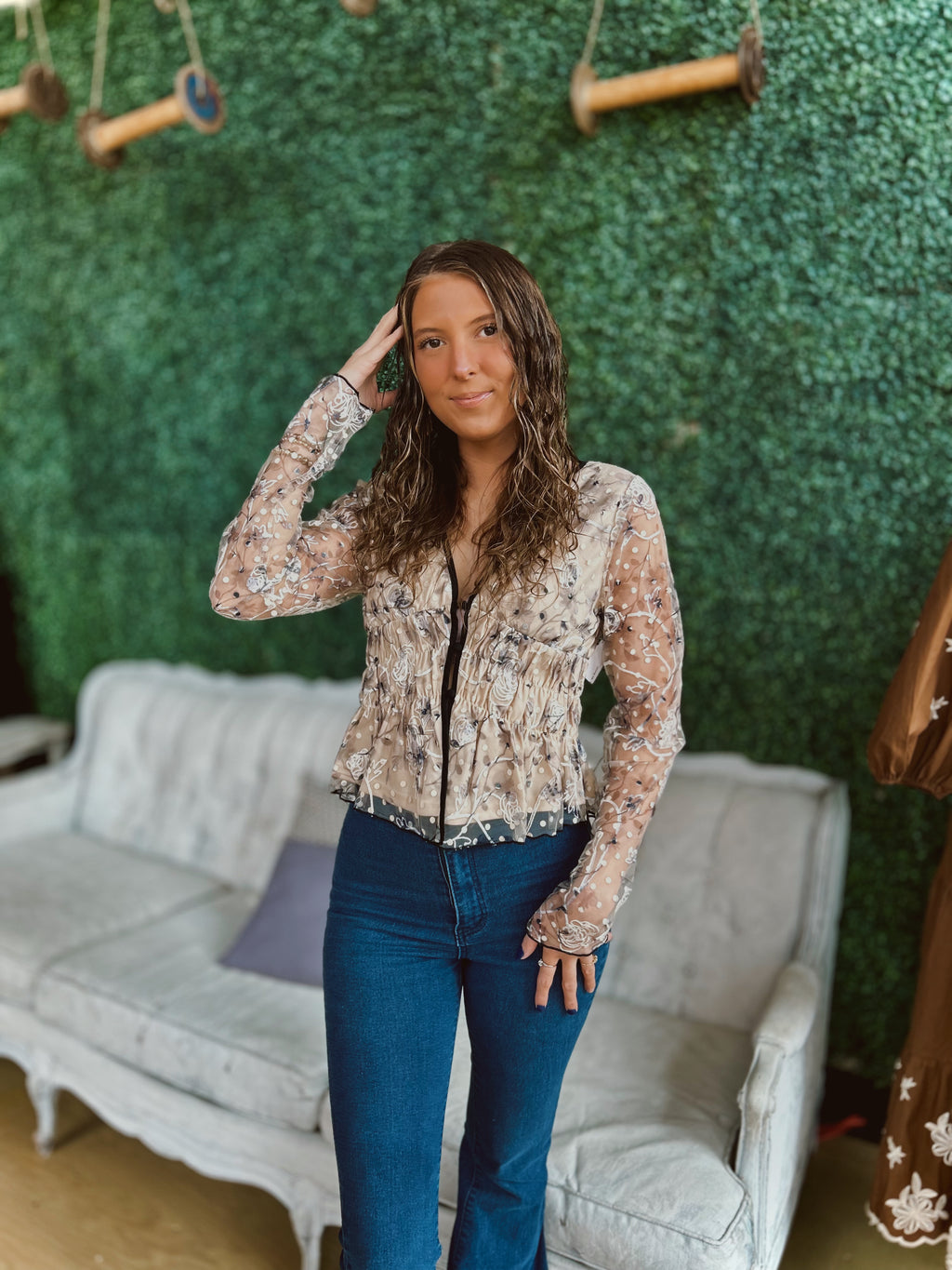 Giving My All Lace Embroidered Blouse