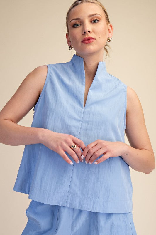 Southern Skies V-Neck Sleeveless Top