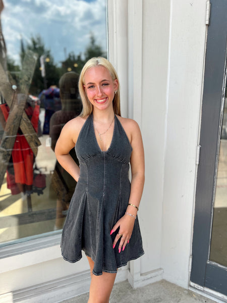 Lennon Halter Denim Dress