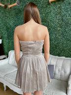 Talia Strapless Pleated Dress IMG-9385 {{ product description}}