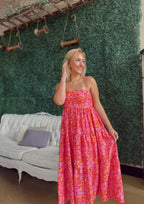 Alli Floral Smocking Tiered Midi Dress