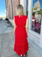 Red Embroidered Maxi Dress