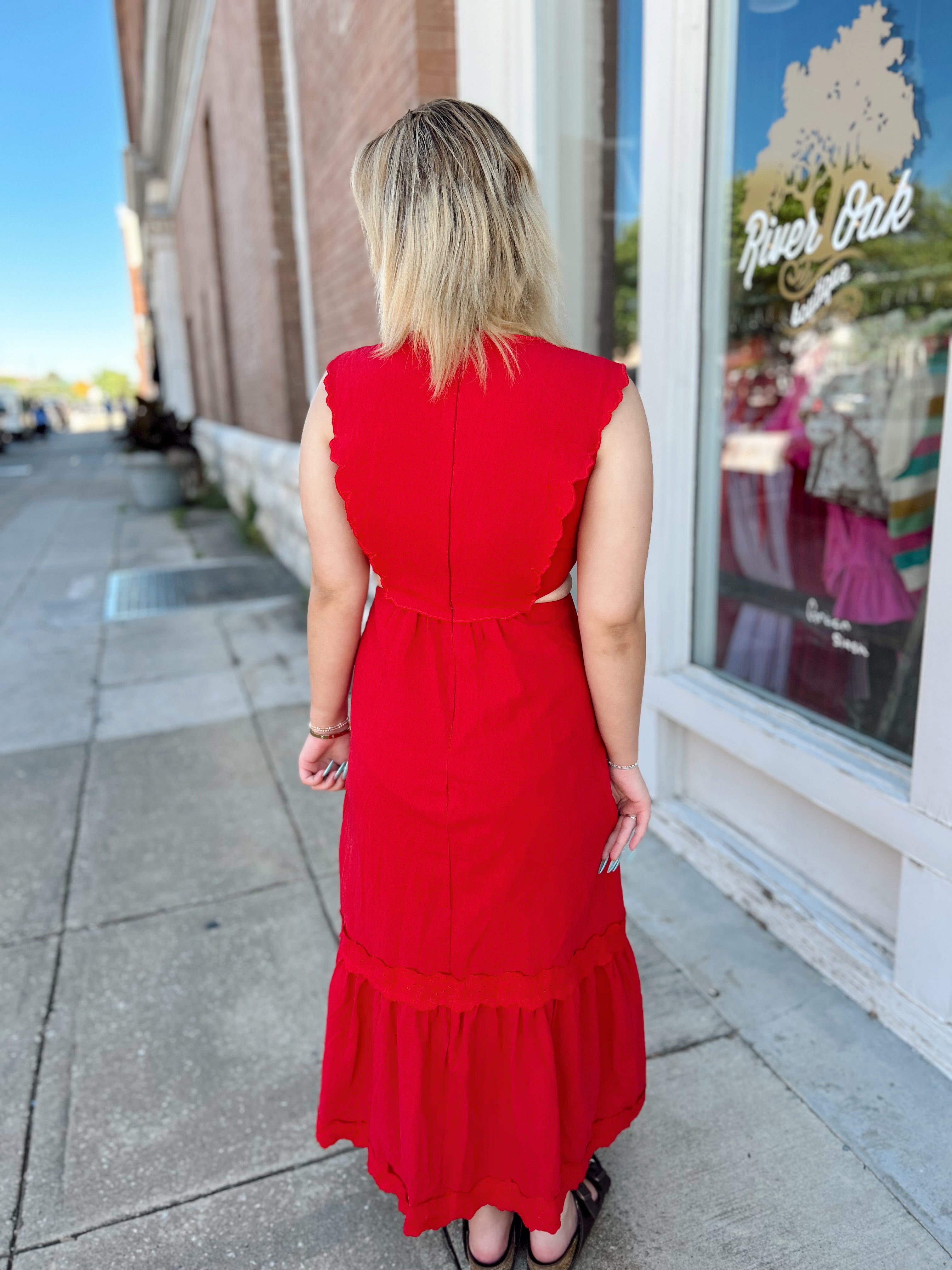 Red Embroidered Maxi Dress