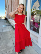 Red Embroidered Maxi Dress
