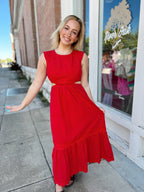 Red Embroidered Maxi Dress