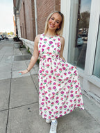 Floral Bow Back Bow Tie Detail Midi Dress