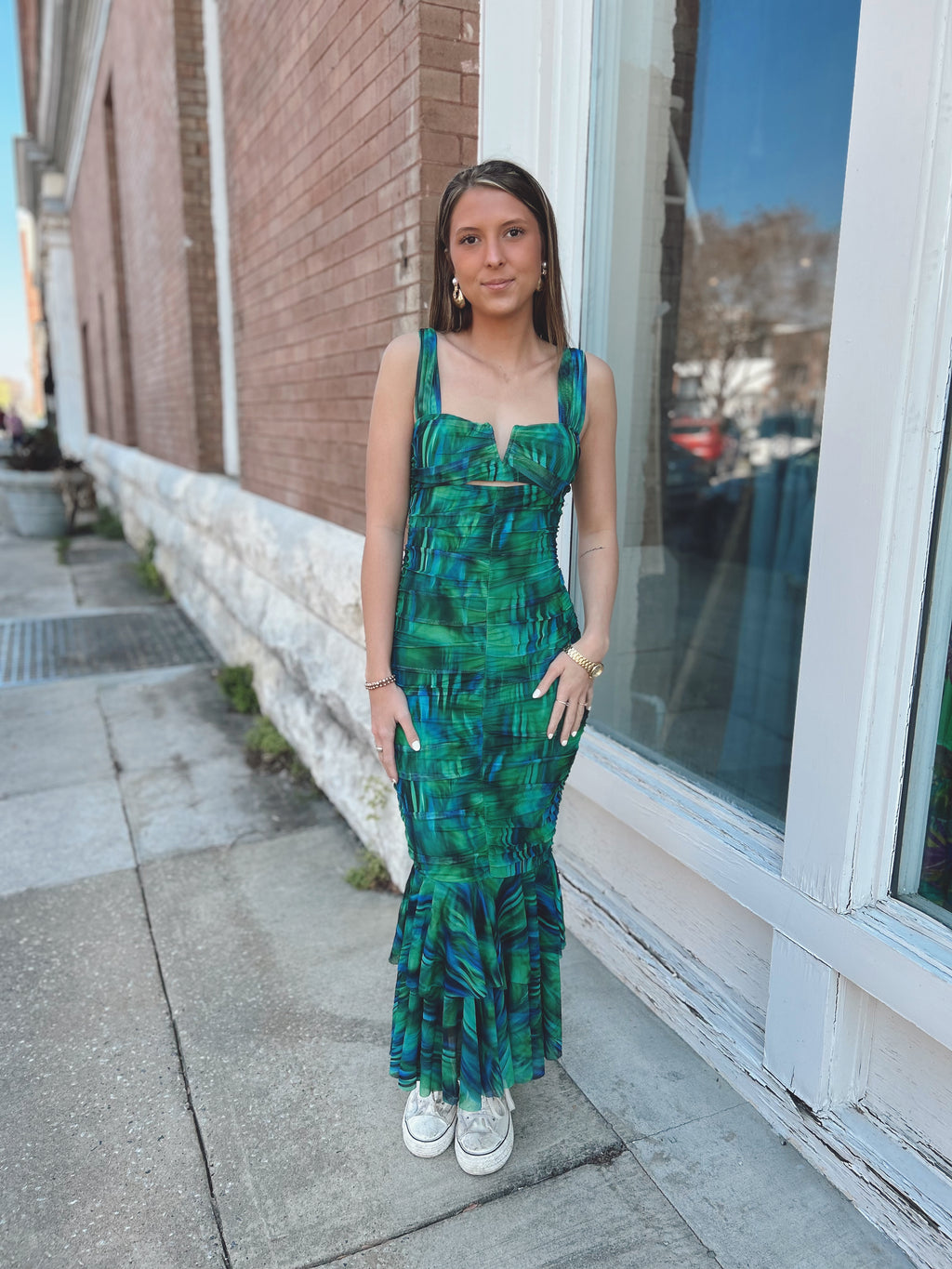 Tropical Ruched Mermaid Dress