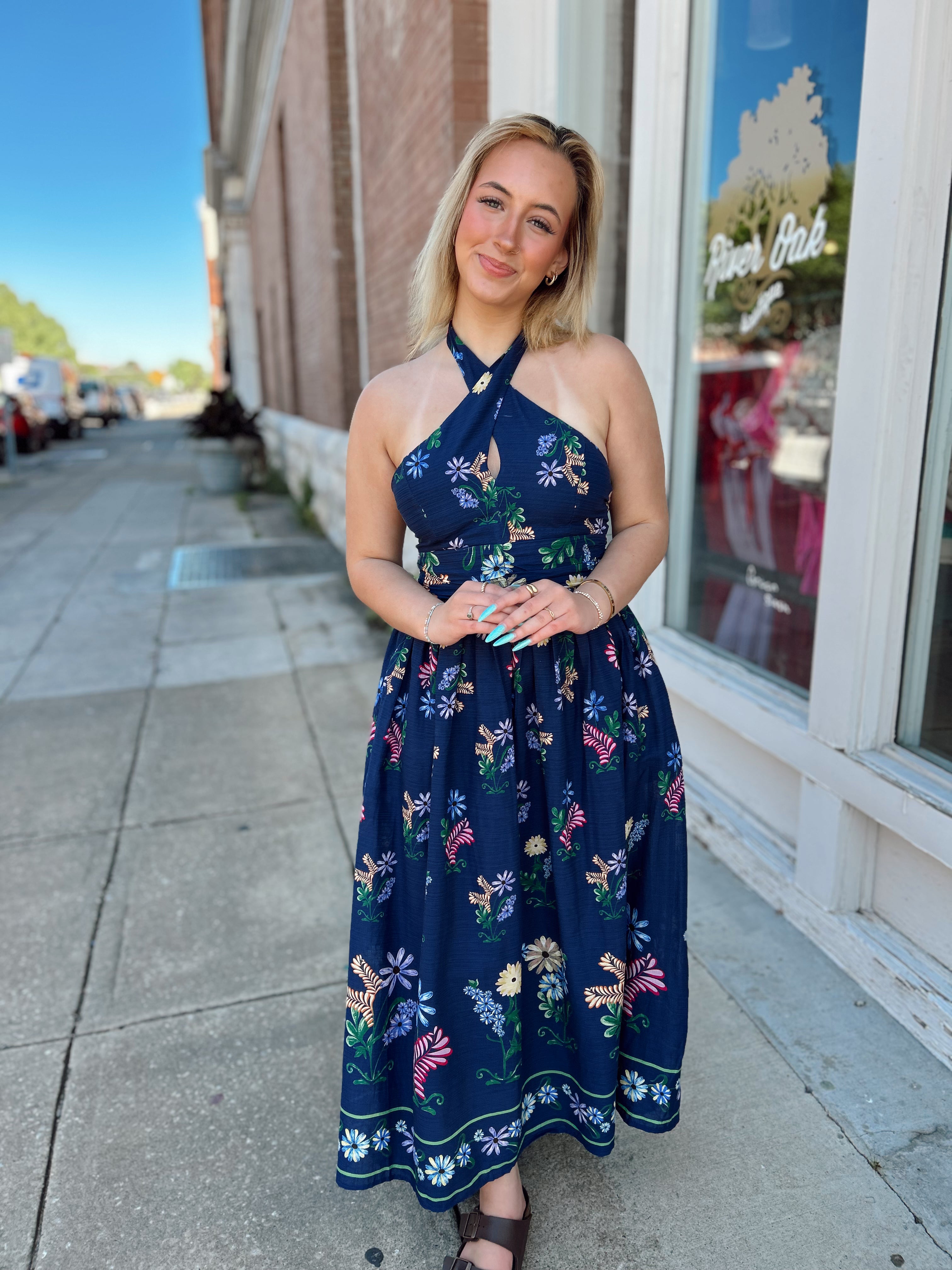 Timeless Grace Floral Halter Maxi