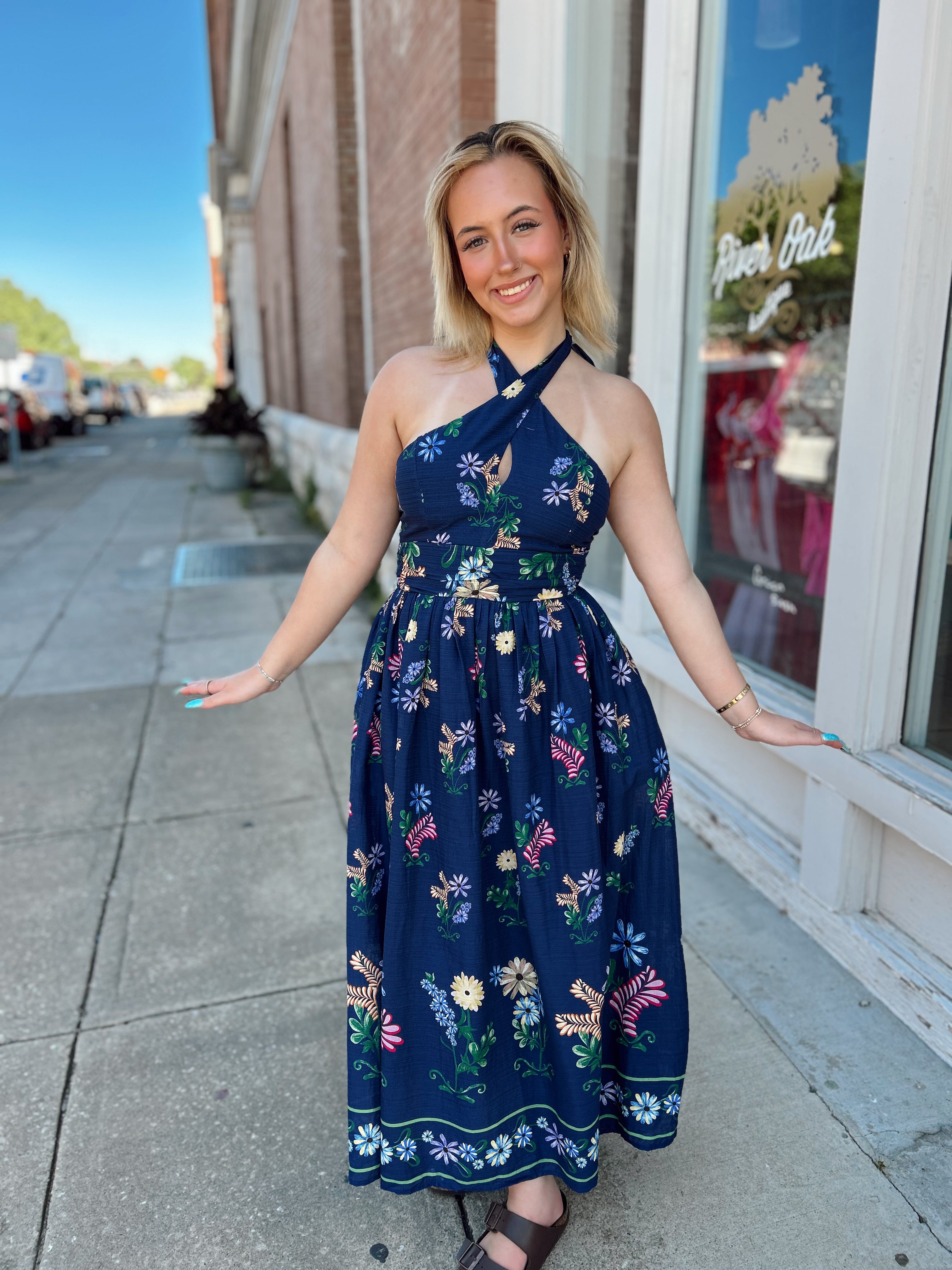 Timeless Grace Floral Halter Maxi