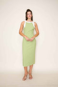 Loveliest Green And White Midi Dress