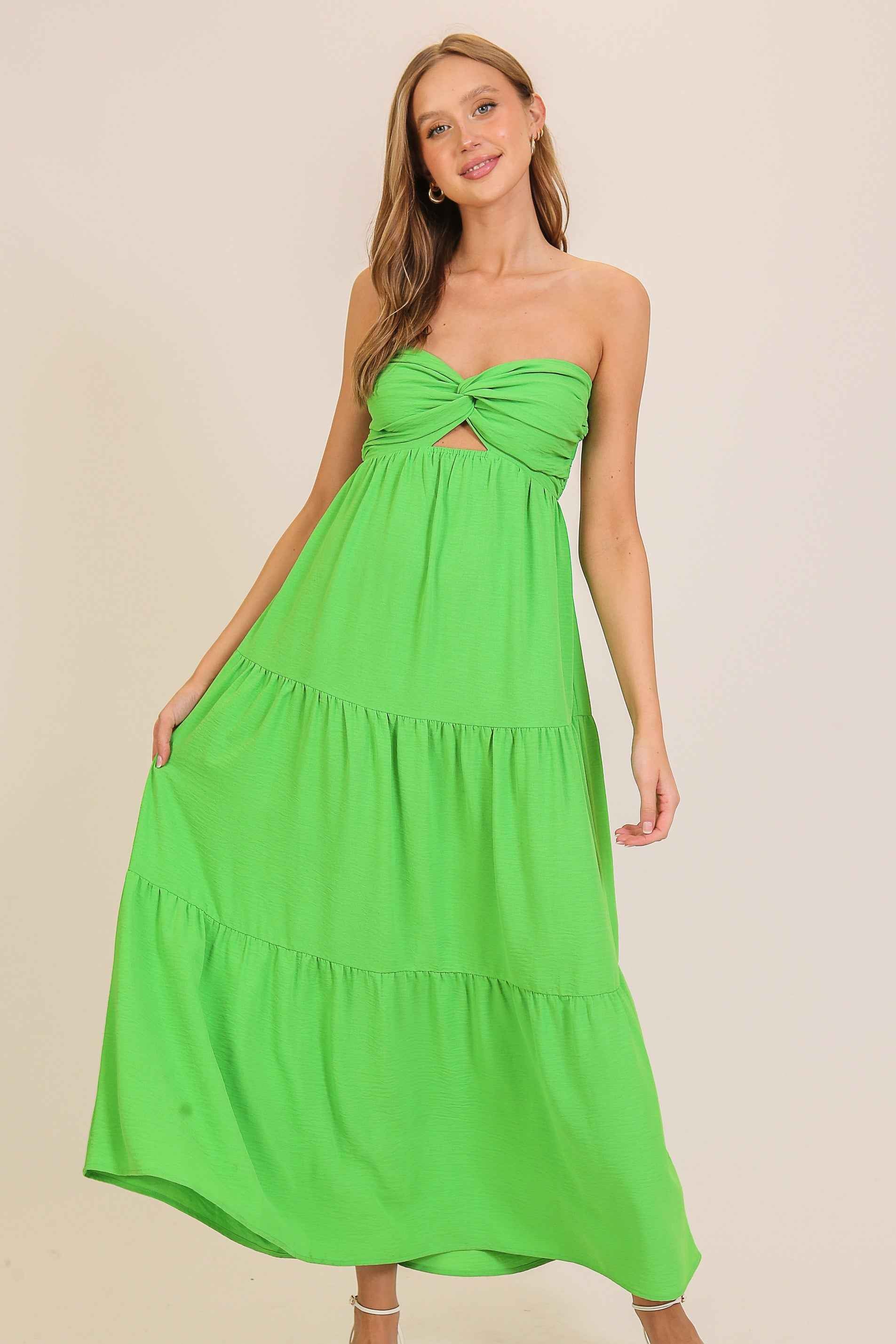 Brunch Babe Maxi Dress- Lime Green Dress